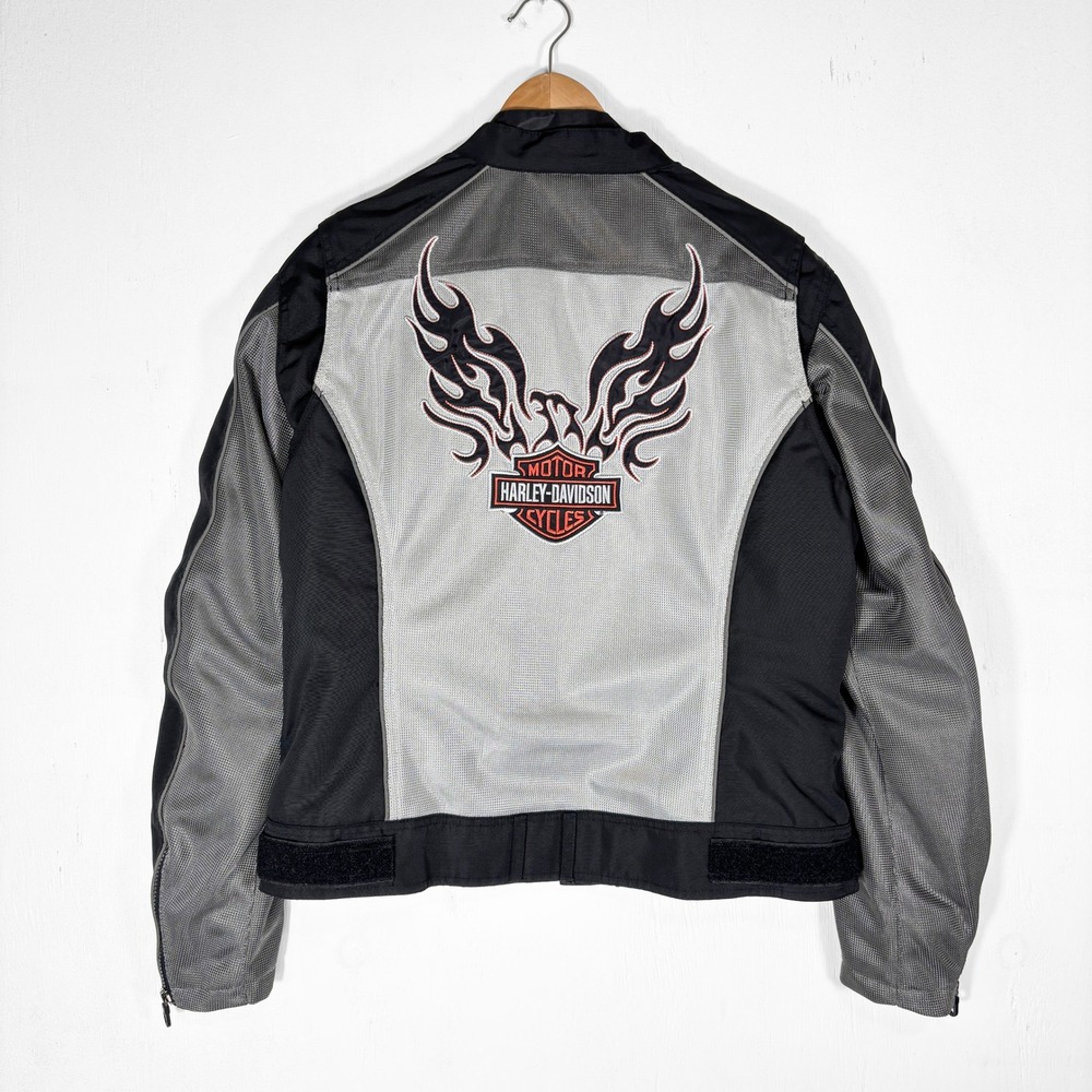 Harley-Davidson Womens XL Mesh Riding Jacket Silver Mesh Lined Padded - Picture 3 of 7